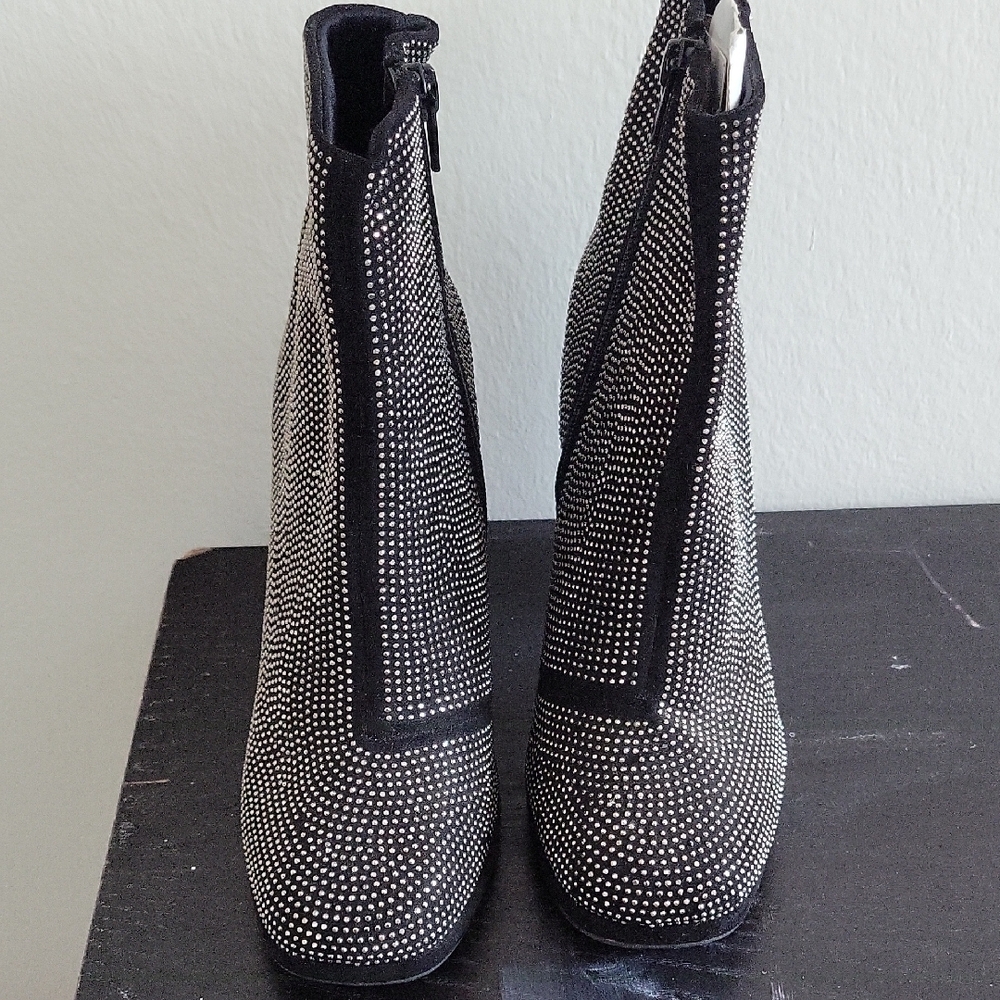 ASOS Black and White Ankle Boots with Sparkling Rhinestones